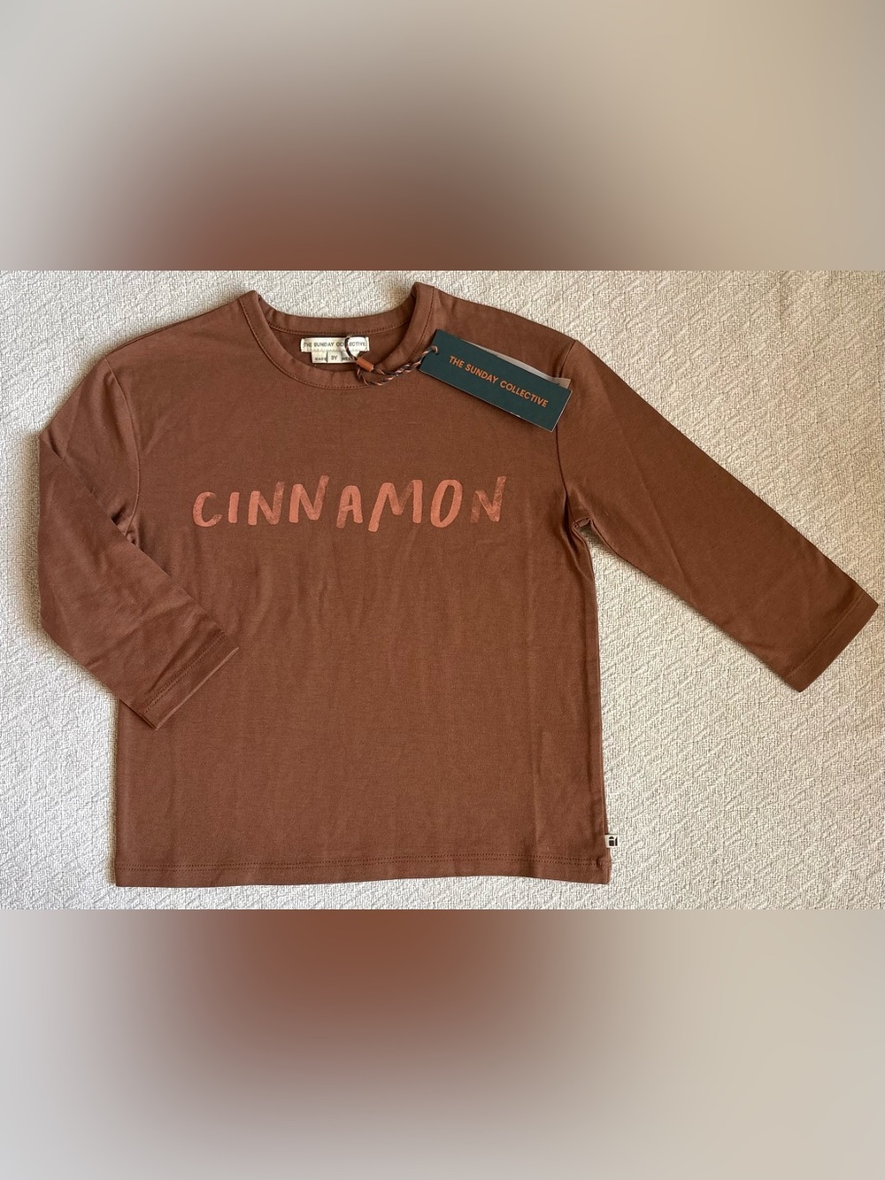 Kids' Cinnamon Brown Long-Sleeve Tee with 'CINNAMON' Print